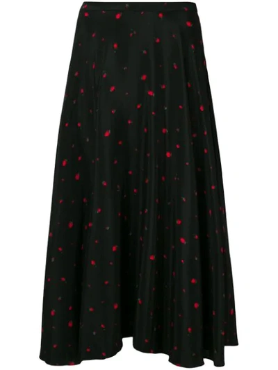 Chinti & Parker Strawberry Print Midi Skirt In Black