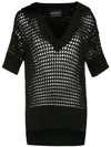 Andrea Bogosian Knitted Short Sleeved Top In Black