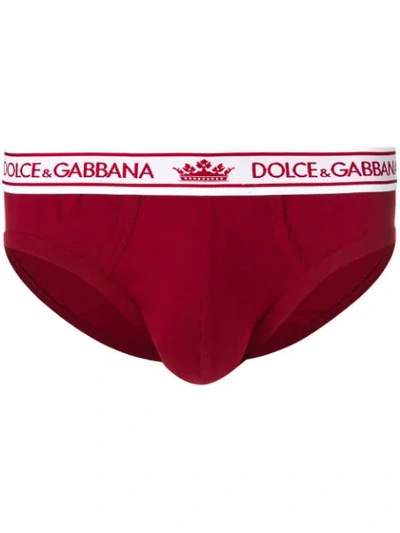 Dolce & Gabbana Branded Waistband Briefs In Red