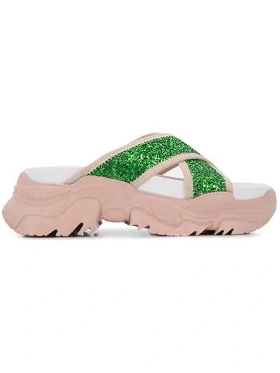 N°21 Contrast Open-toe Sandals In Green