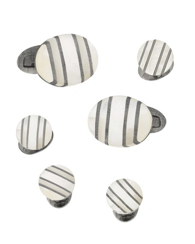 Jan Leslie Oval Mother-of-pearl Cufflinks Studs Set