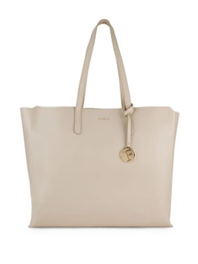 Furla Open Saffiano Leather Tote In Vanilla