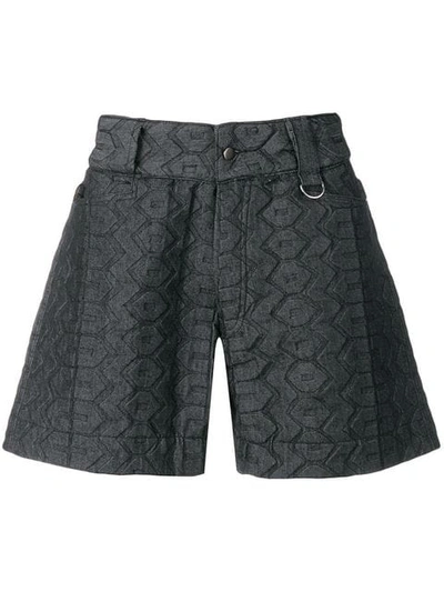 Ktz Tire Embroidered Denim Shorts In Black