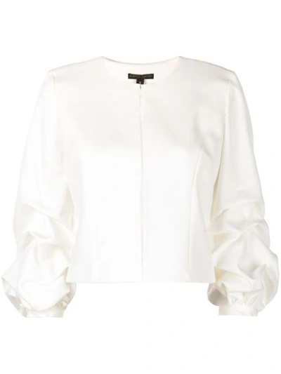 Alberto Makali Ruched Sleeve Jacket In White