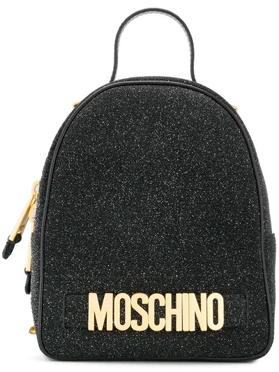 Moschino Small Glitter Backpack In Black