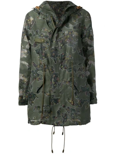 Mr & Mrs Italy Floral Camo Print Parka In Green