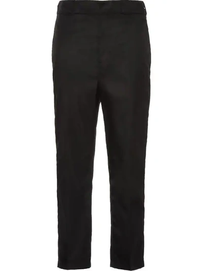 Prada Nylon Cropped Trousers In Black