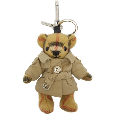 Burberry Beige Vintage Check Thomas Trench Keychain In Antique Yellow
