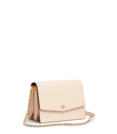 Tory Burch Robinson Convertible Shoulder Bag In Pale Apricot / Royal Navy