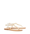 Tory Burch Emmy Pearl Sandals In Linen White