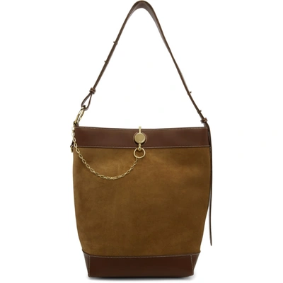 Jw Anderson Brown Suede Key Tote In Chestnut