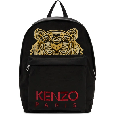 Kenzo Black Large Tiger Backpack In 99 - Black