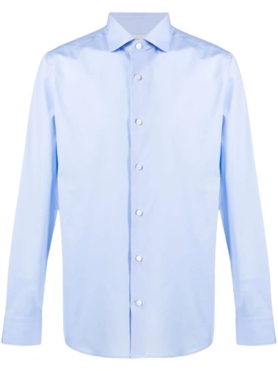 Z Zegna Pointed Collar Slim-fit Shirt In Light Blue