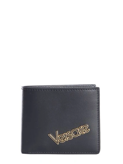 Versace Wallet With Vintage Logo In Black