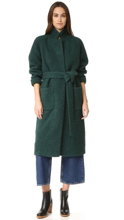 Ganni Fenn Wrap Coat In Pine Grove | ModeSens