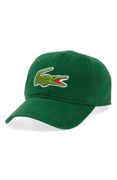 Lacoste 'big Croc' Logo Embroidered Cap - Green In Appalachian Green