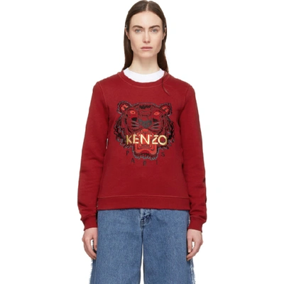 Kenzo Red Tiger Sweatshirt In 20 Vermilli