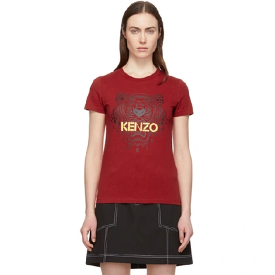 Kenzo Red Tiger T-shirt In 20 Vermilli