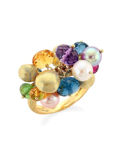 Marco Bicego Africa 6-6.5mm Pearl, Mixed-stones & 18k Yellow Cluster Ring