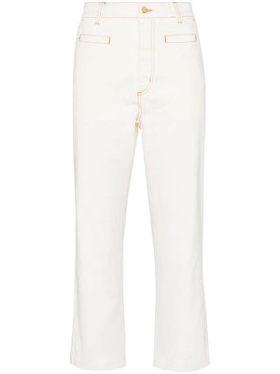 Loewe High-waisted Multi-pocket Cropped Jeans In White