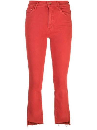 Mother Cropped Skinny Jeans In Red