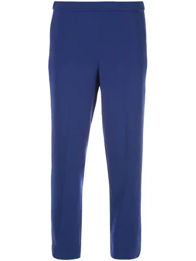 Theory Plain Cropped Trousers In Blue