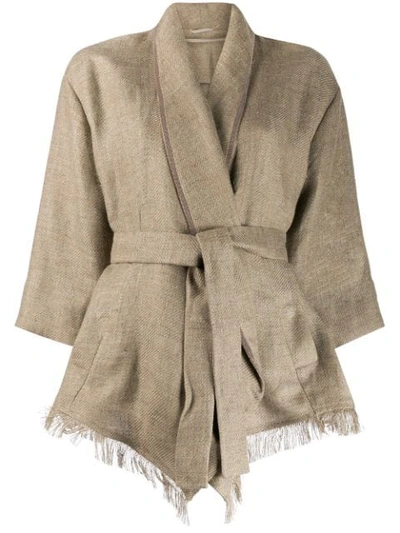 Brunello Cucinelli Fitted Belted Coat In Brown