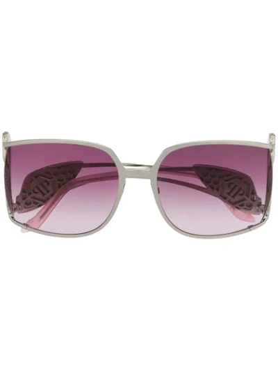 Philipp Plein Swan Shaped Sunglasses In 金属色