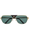 Cartier Santos De  Sunglasses In Gold