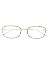 Gucci Thin Tortoiseshell Square Frame Glasses In Gold