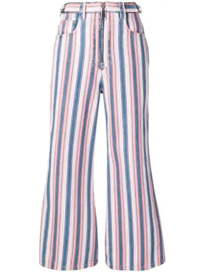 Miu Miu Striped Flared Jeans In Pink