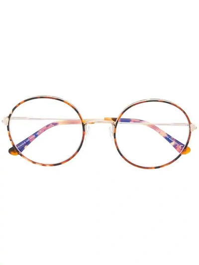 Tom Ford Tortoiseshell Thin Round Frame Glasses In Brown