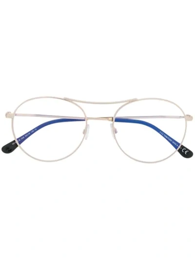 Tom Ford Thin Round Frame Glasses In Gold