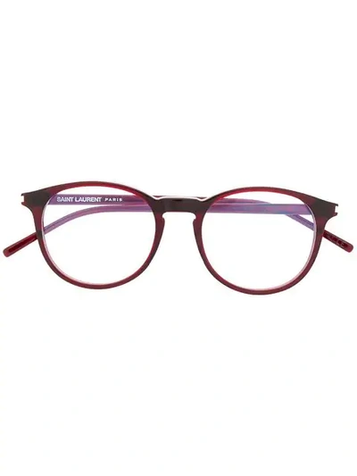 Saint Laurent Round Frame Glasses In Red