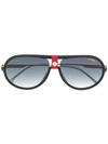 Carrera Brow Bar Aviator Sunglasses, 59mm In Gold Red/dark Gray Gradient