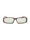 Balenciaga 60mm Tortoise Shell Narrow Rectangular Sunglasses In Brown