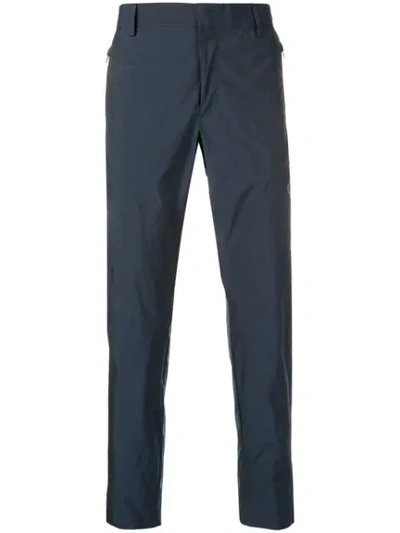 Prada Crinkle-effect Tailored Trousers In Blue