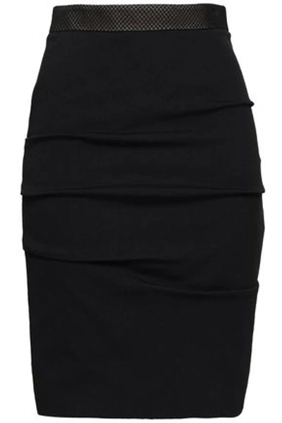 Alexander Wang Woman Tulle-trimmed Crepe Pencil Skirt Black
