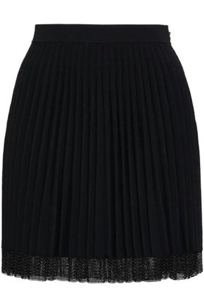 Alexander Wang Woman Pleated Stretch-knit Mini Skirt Black