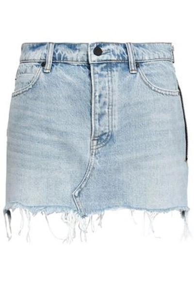 Alexander Wang T Alexander Wang Woman Frayed Denim Mini Skirt Light Denim