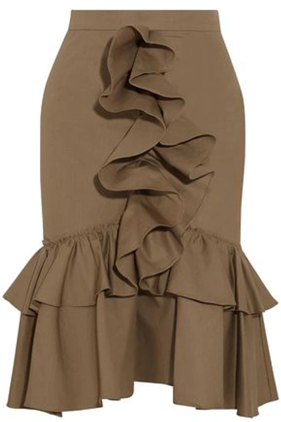 Tome Woman Ruffled Cotton-twill Skirt Sand