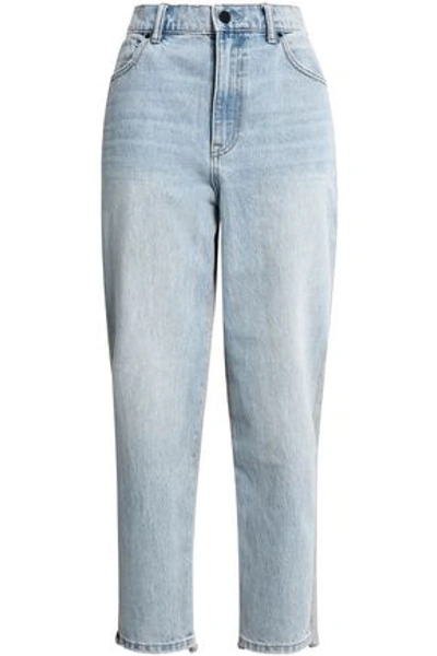 Alexander Wang Woman French Cotton Terry-paneled High-rise Straight-leg Jeans Light Denim