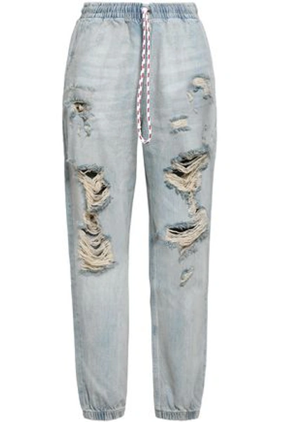 Alexander Wang Woman Distressed Faded Boyfriend Jeans Light Denim