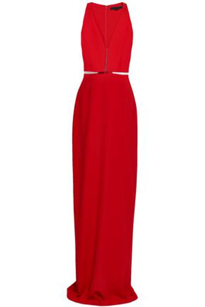 Alexander Wang Woman Lattice-trimmed Crepe Gown Red