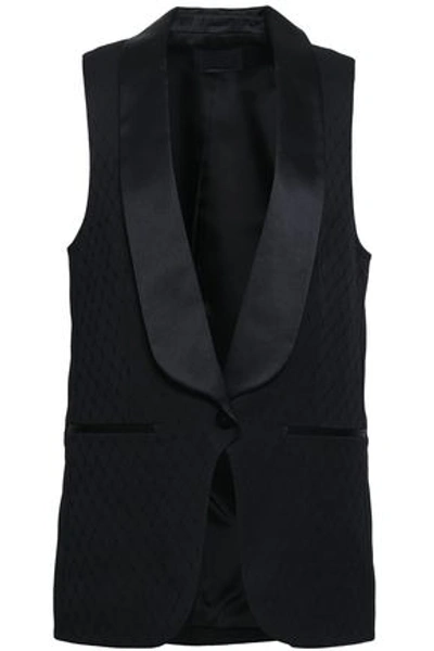 Alexander Wang Woman Satin-trimmed Wool-jacquard Vest Black