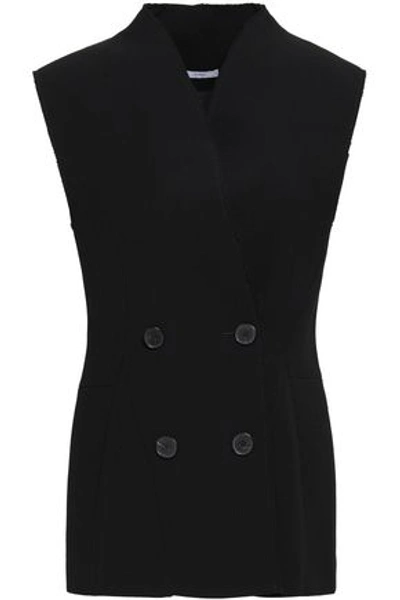 Tome Woman Double-breasted Wool-twill Vest Black