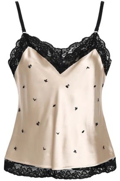 Alexander Wang Woman Embellished Lace-trimmed Satin Camisole Beige