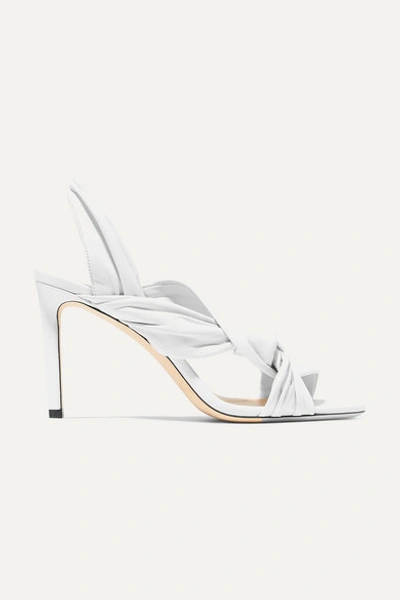 Jimmy Choo Leila 85 Knotted Leather Slingback Sandals In White