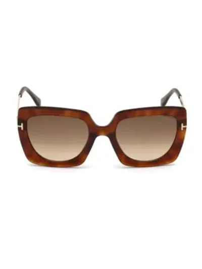 Tom Ford Jasmine 53mm Two Tone Square Sunglasses In Havana