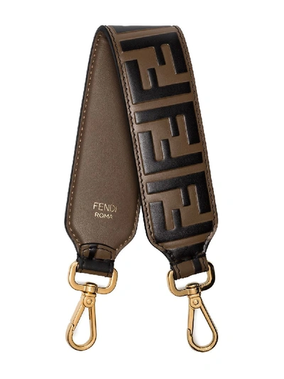 Fendi Tobacco Brown Mini Zucca Print Leather Bag Strap